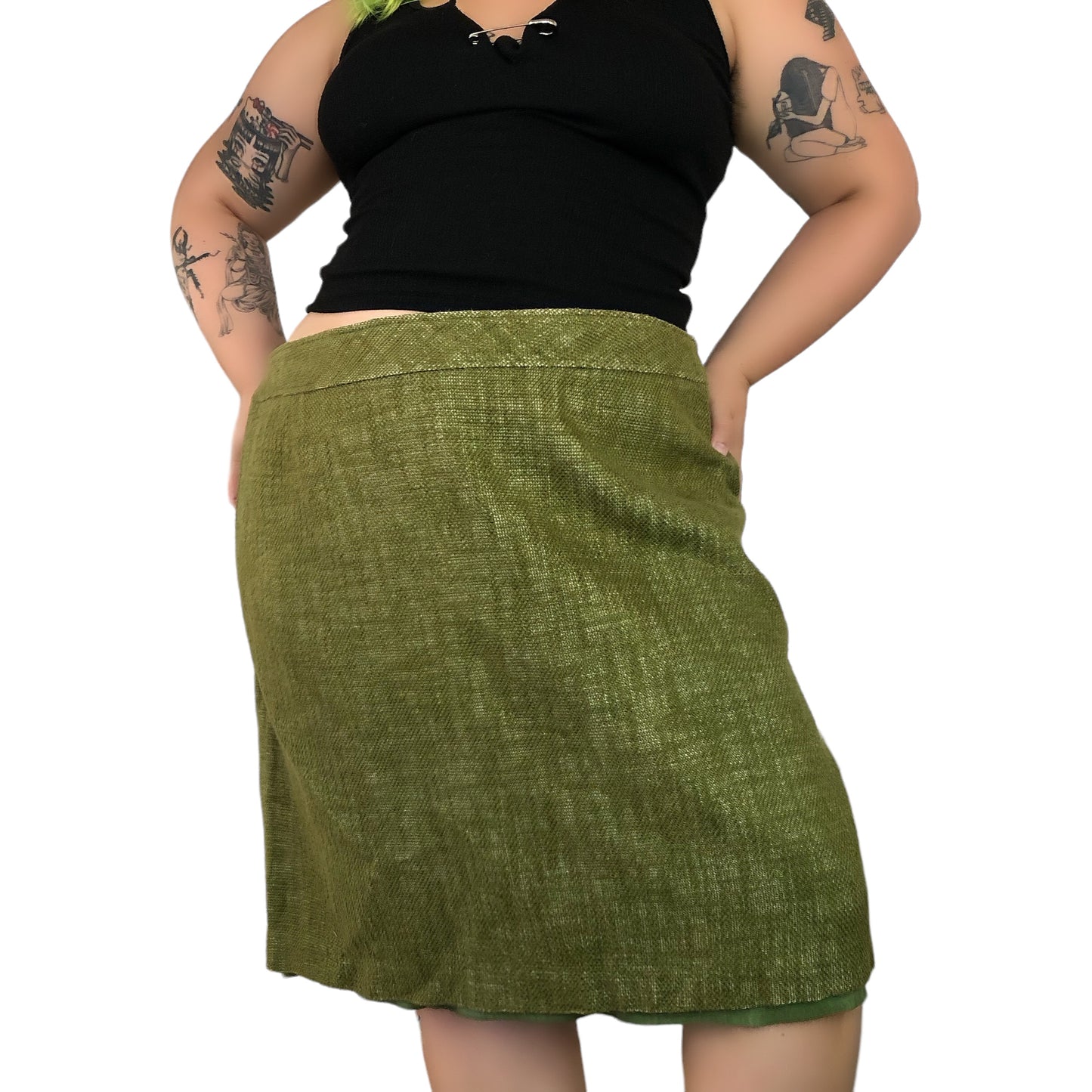 Y2K Talbots Olive Green Knit Pencil Skirt (3X)