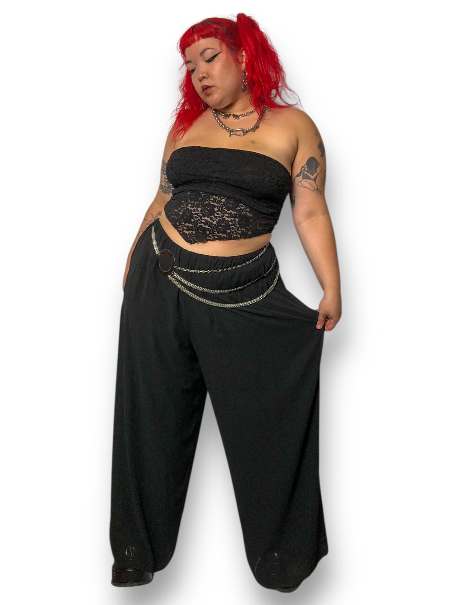 90’s Alex Evenings Black Mesh Layered Pants (3X)