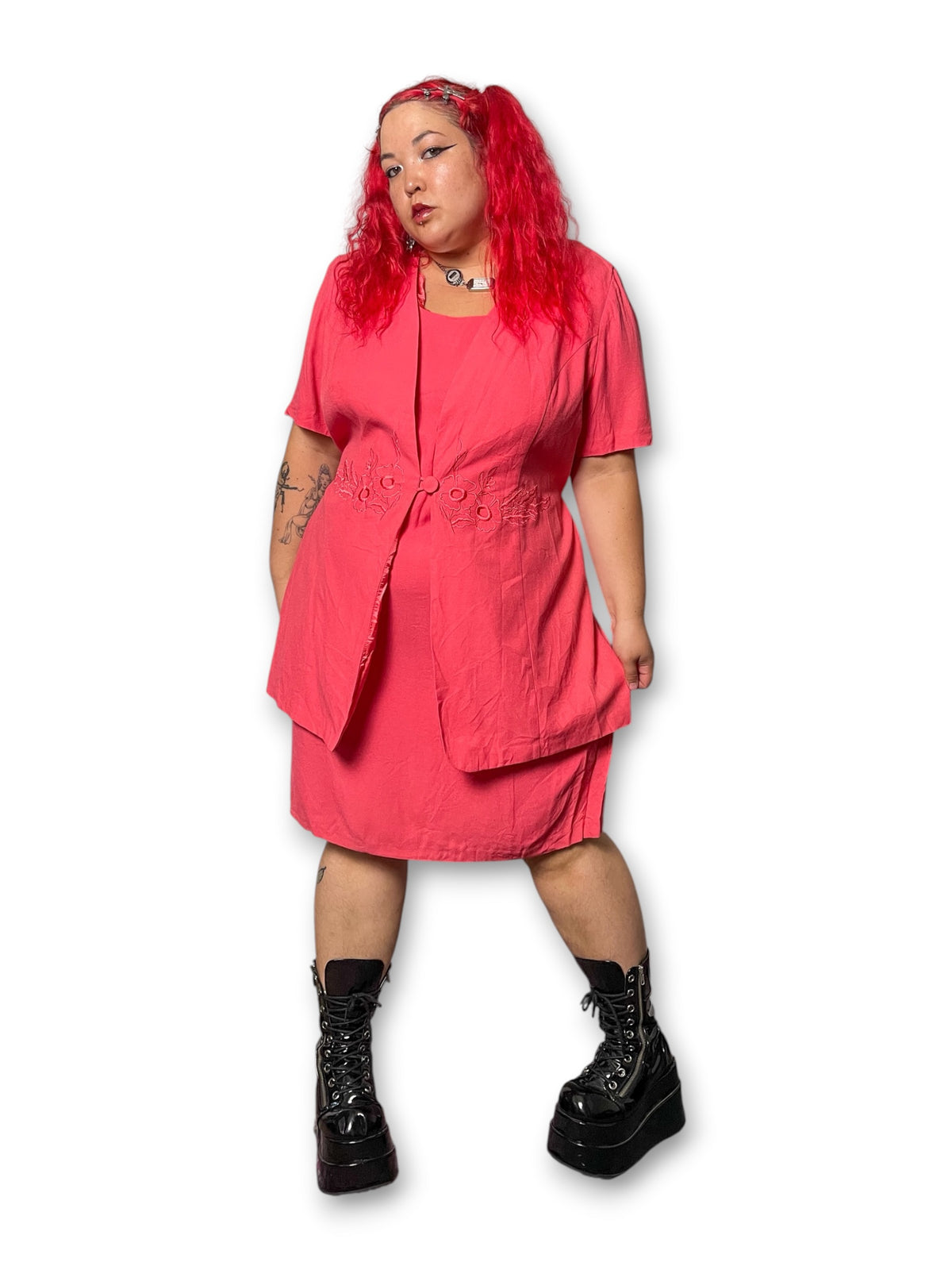 90’s Coral Layered Pencil Dress (3X)