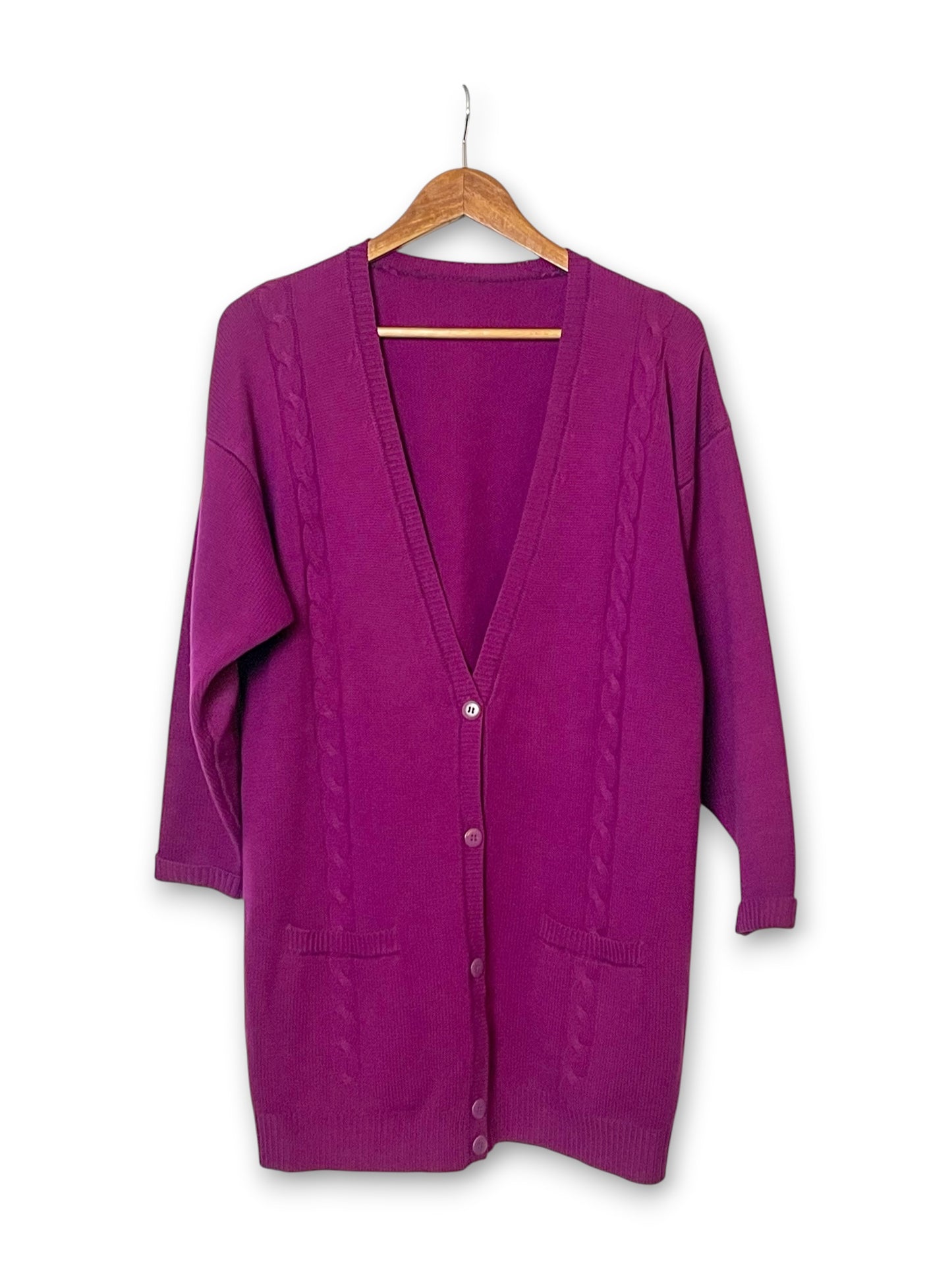 Vintage Magenta Cardigan Sweater (L/XL)
