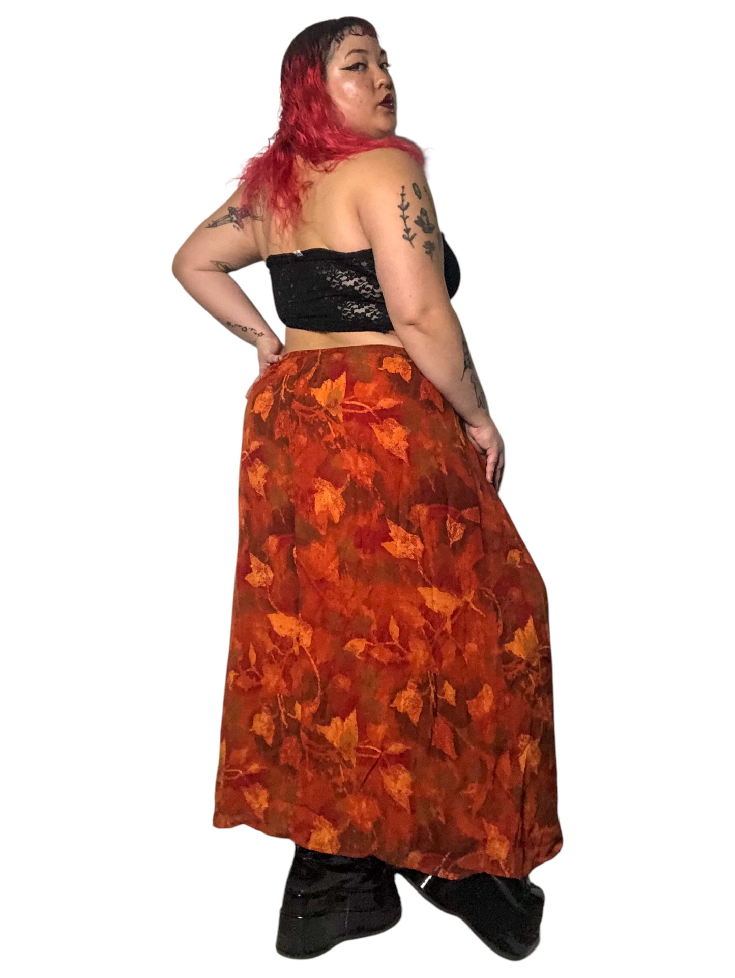 80’s Created for Essence by Mail Orange Floral Skirt (3X/4X)