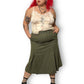 90’s Together! Olive Green Knit Pleated Skirt (2X)