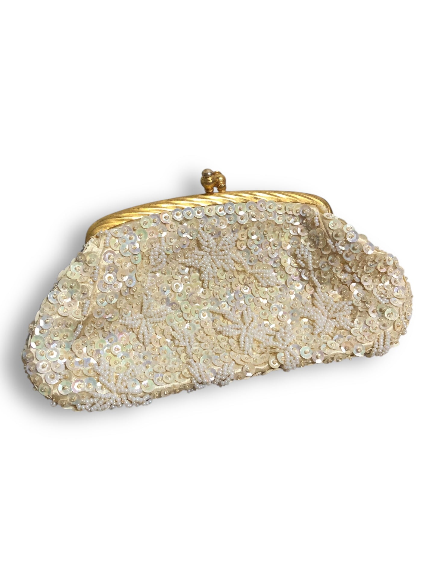 Vintage White Beaded Coin Purse