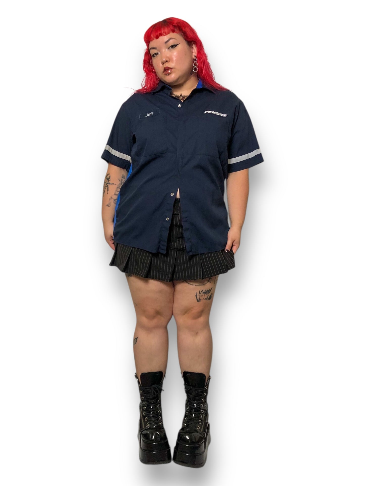 Y2K/Modern Navy Blue Work Shirt (XL/2X)