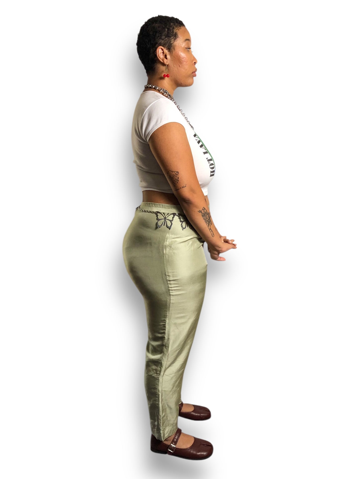 90’s Adrianna Papell Pistachio Green Silk Pants (2X)