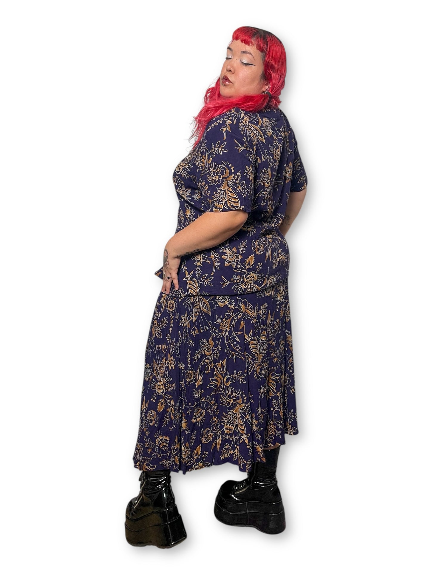 80’s/90’s Floral Print 2-Piece Set (2X)