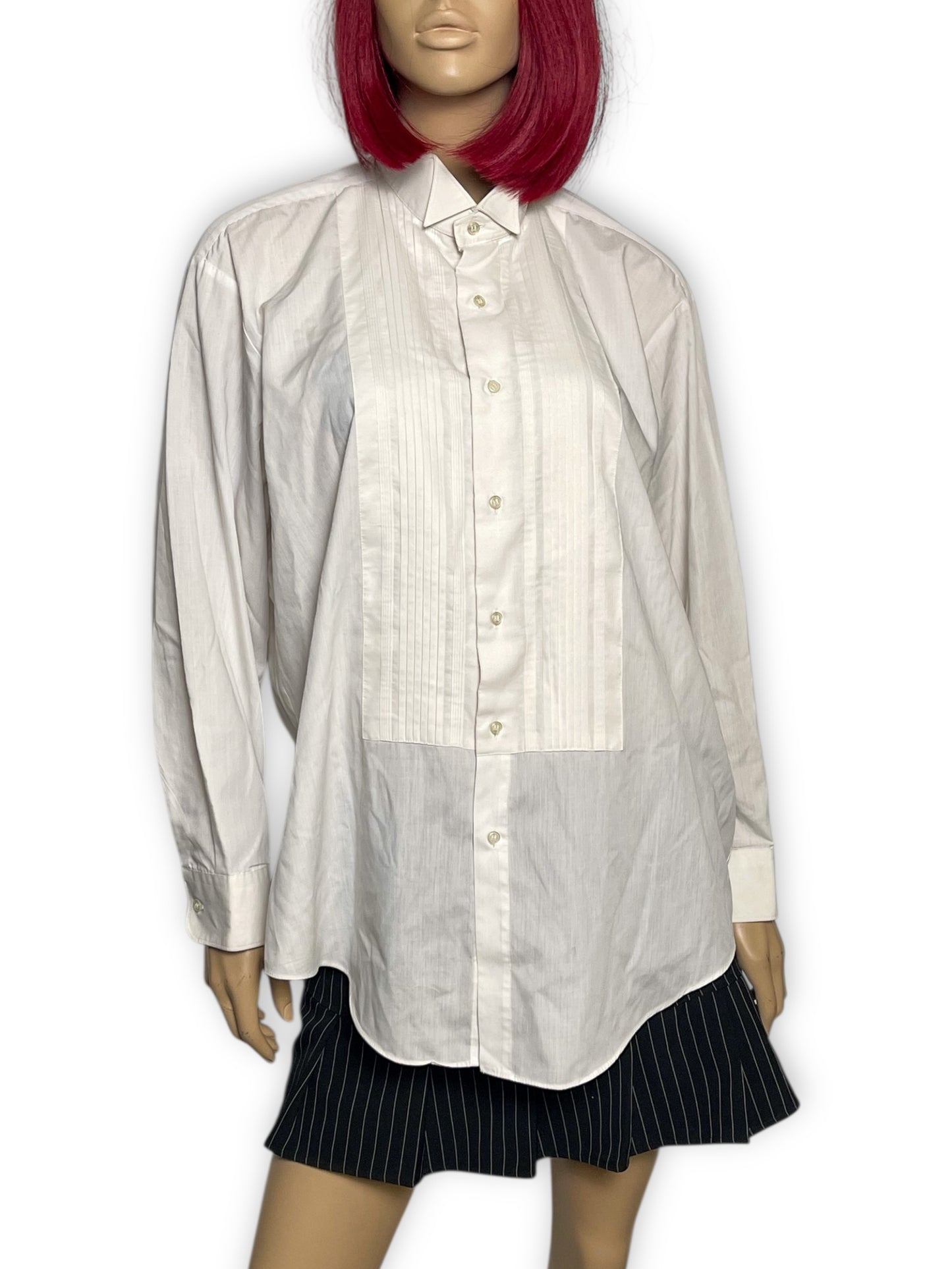 80’s Monte Carlo White Tuxedo Dress Shirt (L)