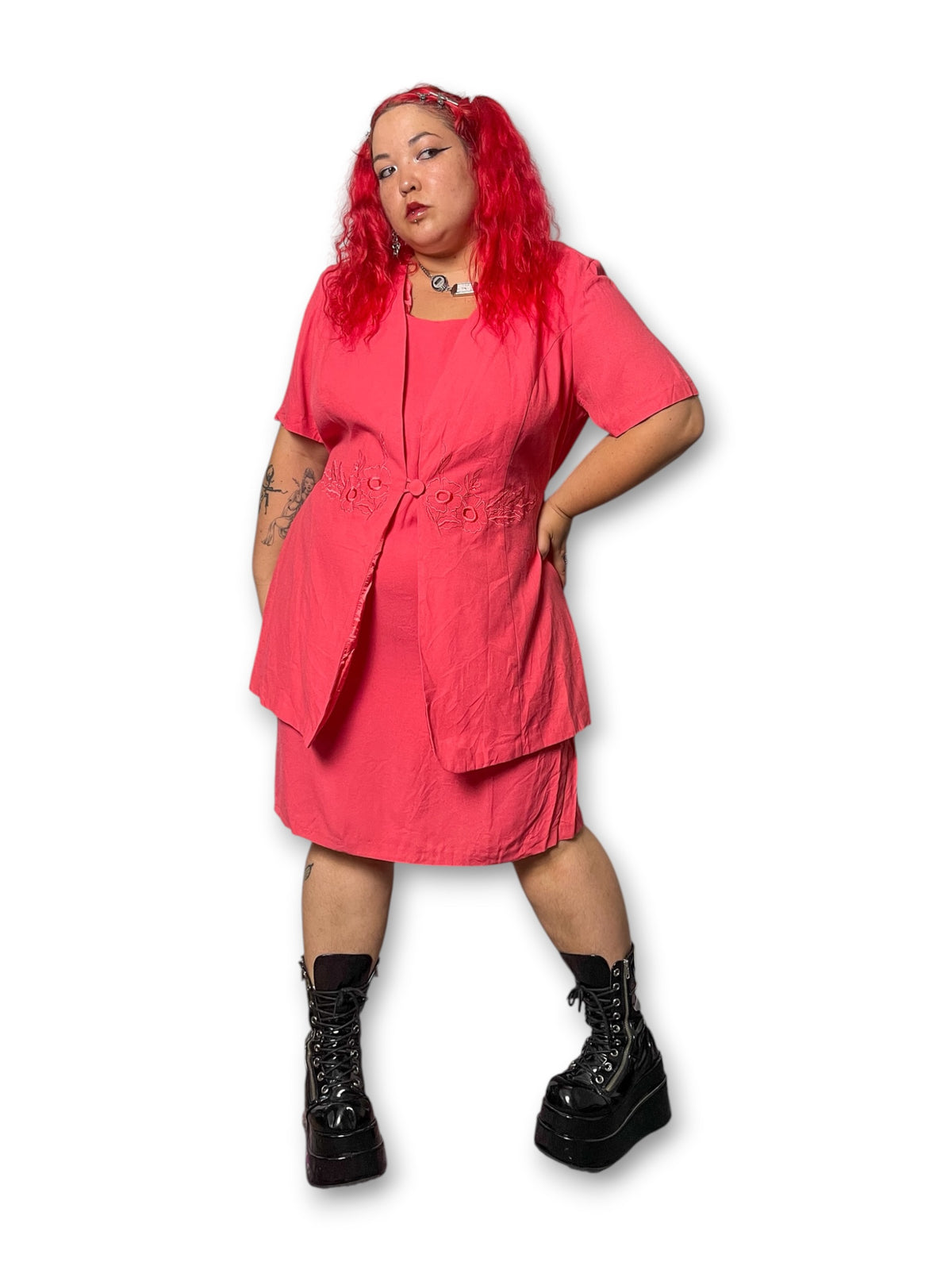 90’s Coral Layered Pencil Dress (3X)