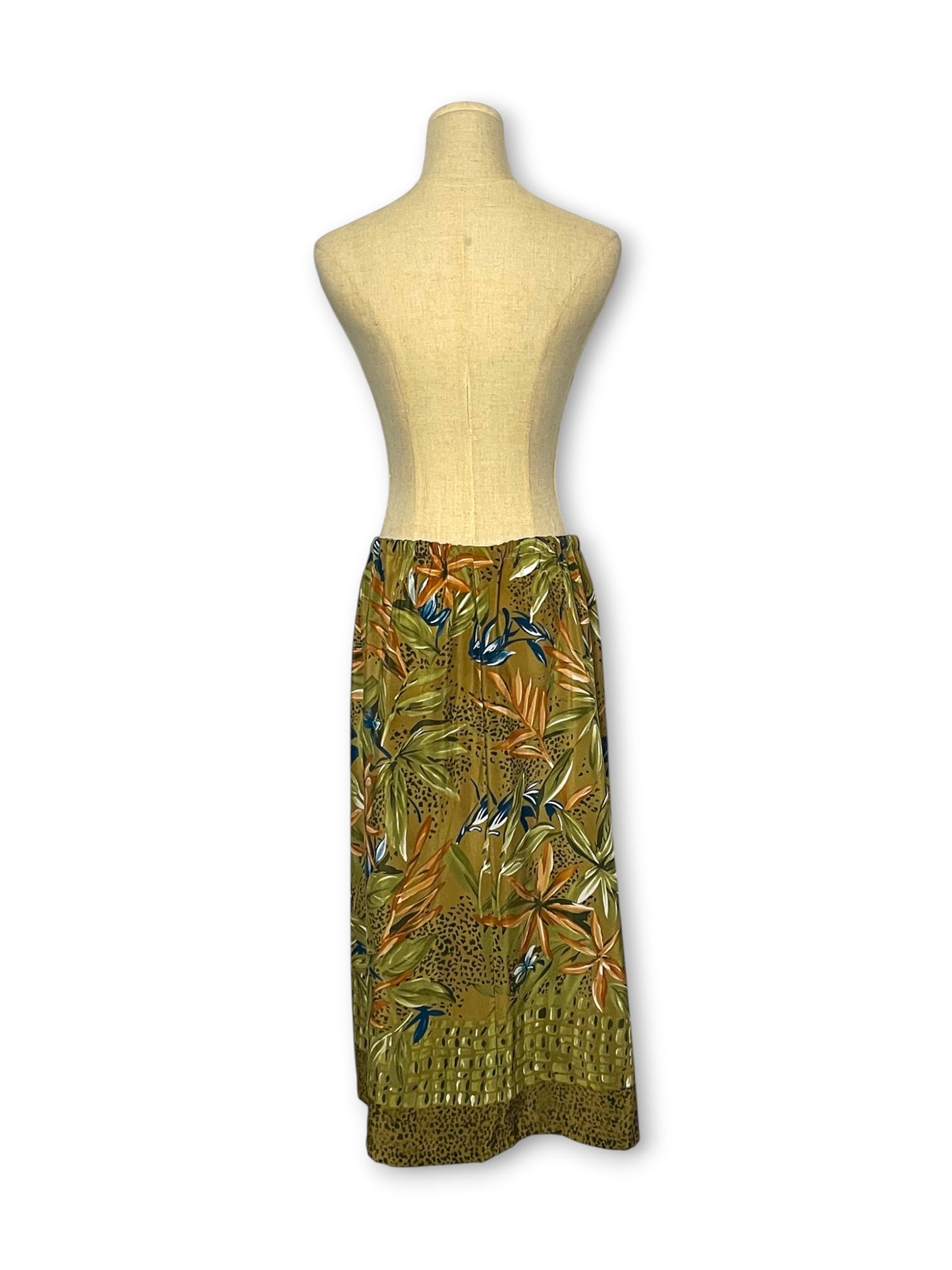 Vintage Floral Print Midi Skirt (XL/1X)