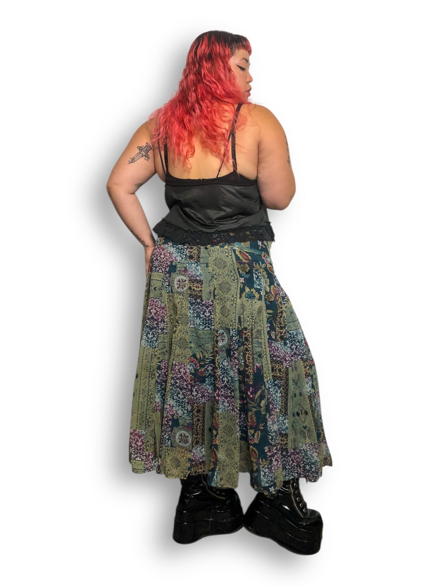 90’s/Y2K Floral Paisley Midi Skirt (2X/3X)