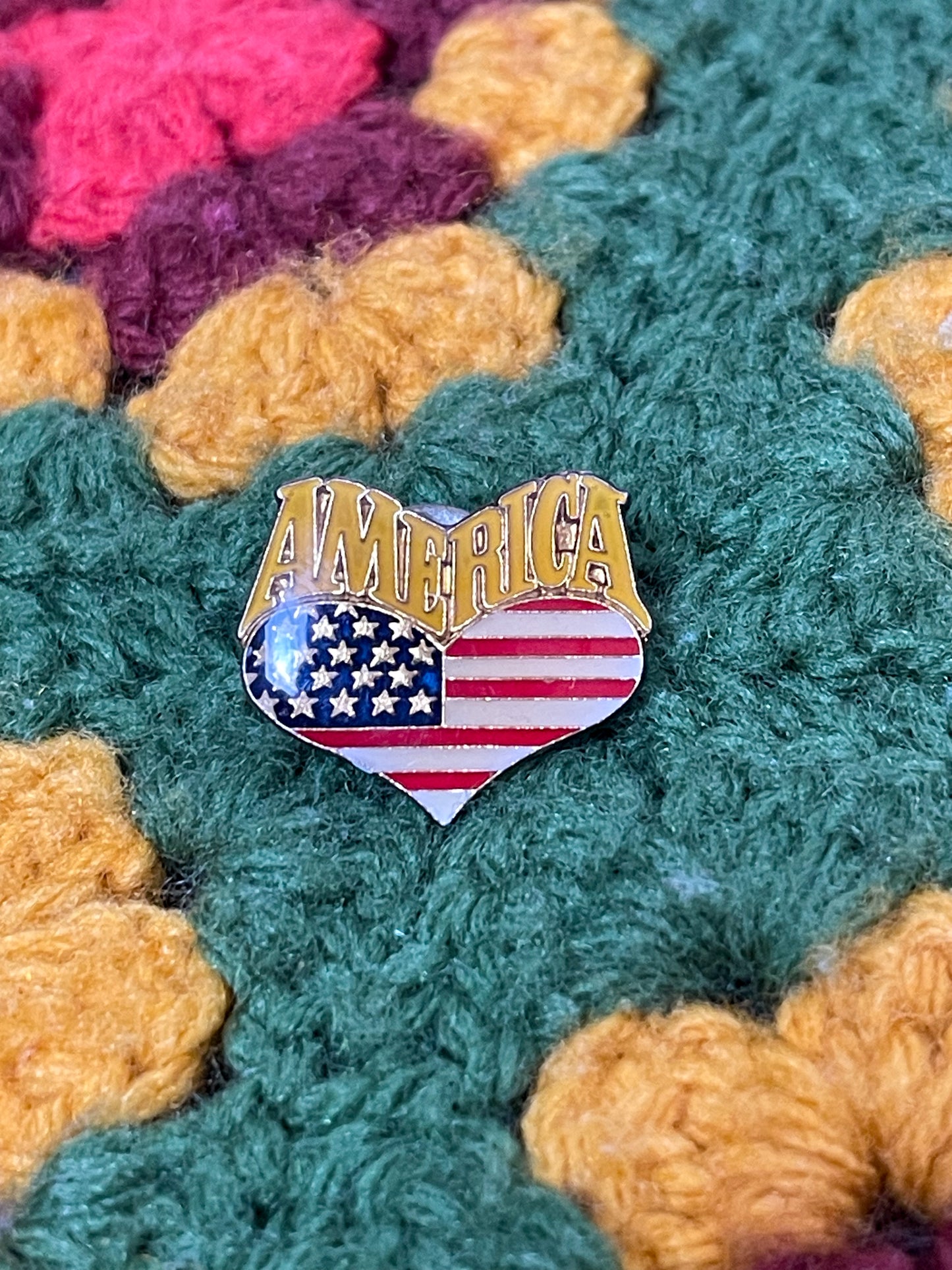 Vintage America Heart Enamel Pin