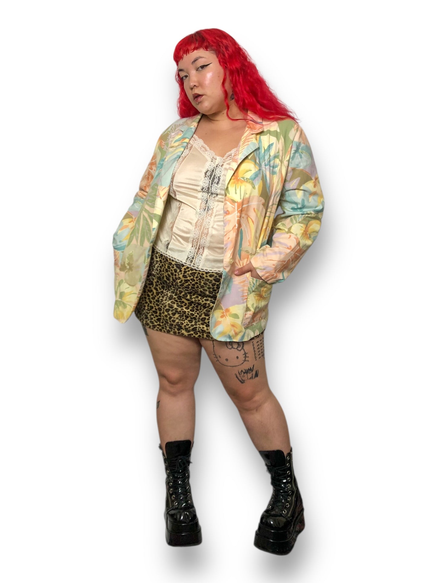 80’s Ms. Russ Pastel Floral Print Blazer (2X)