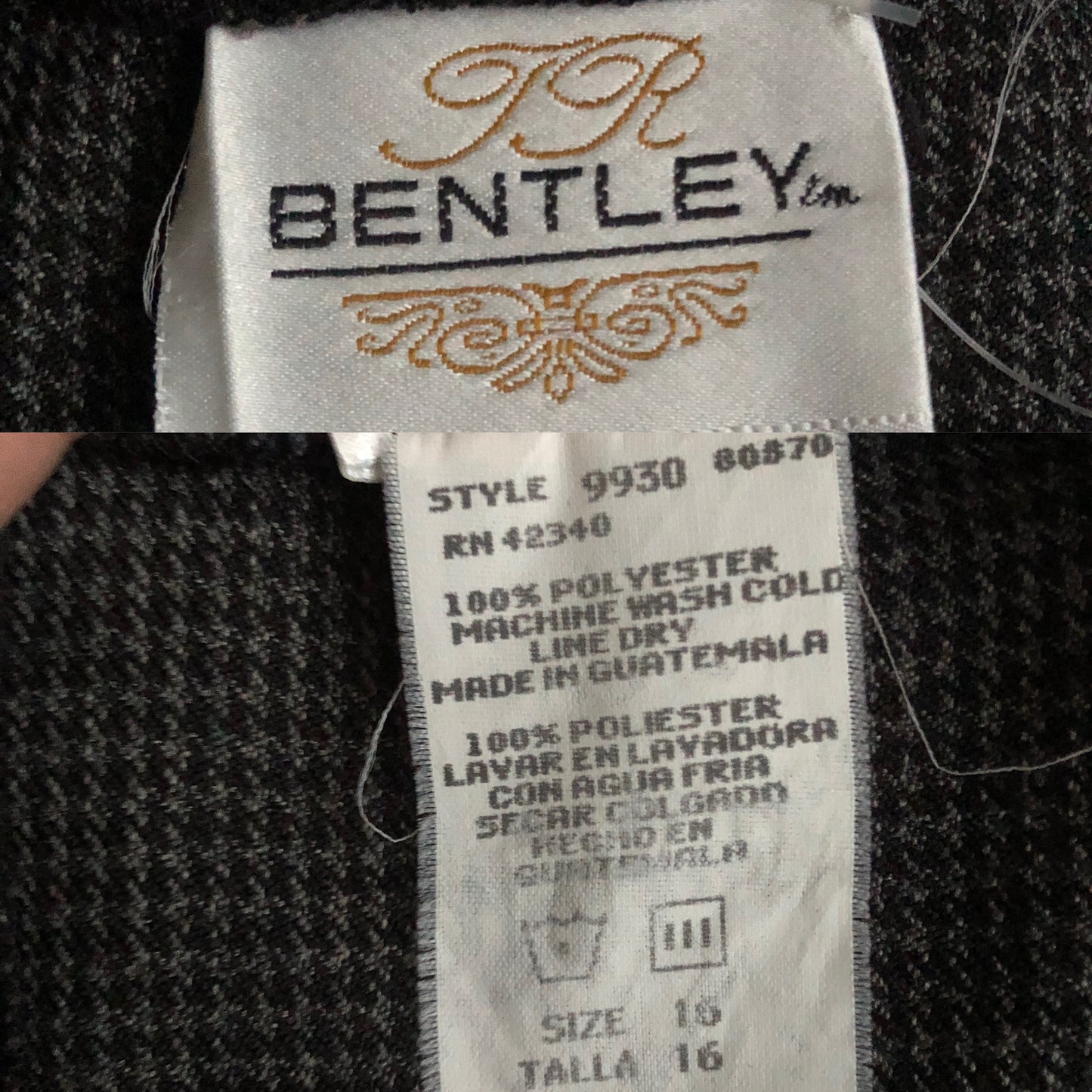 90’s Bentley Gray Houndstooth Plaid Skirt (L/XL)