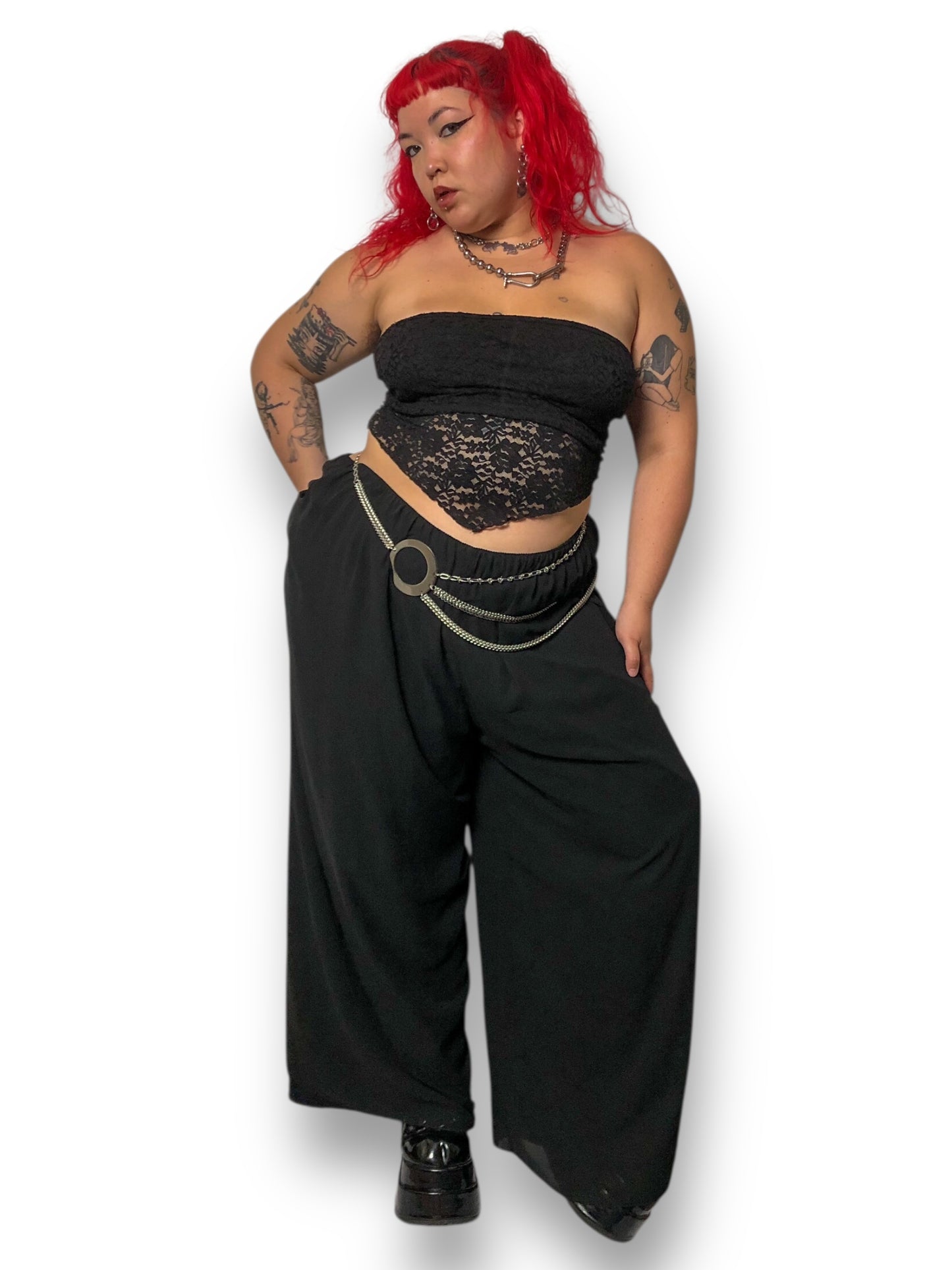 90’s Alex Evenings Black Mesh Layered Pants (3X)