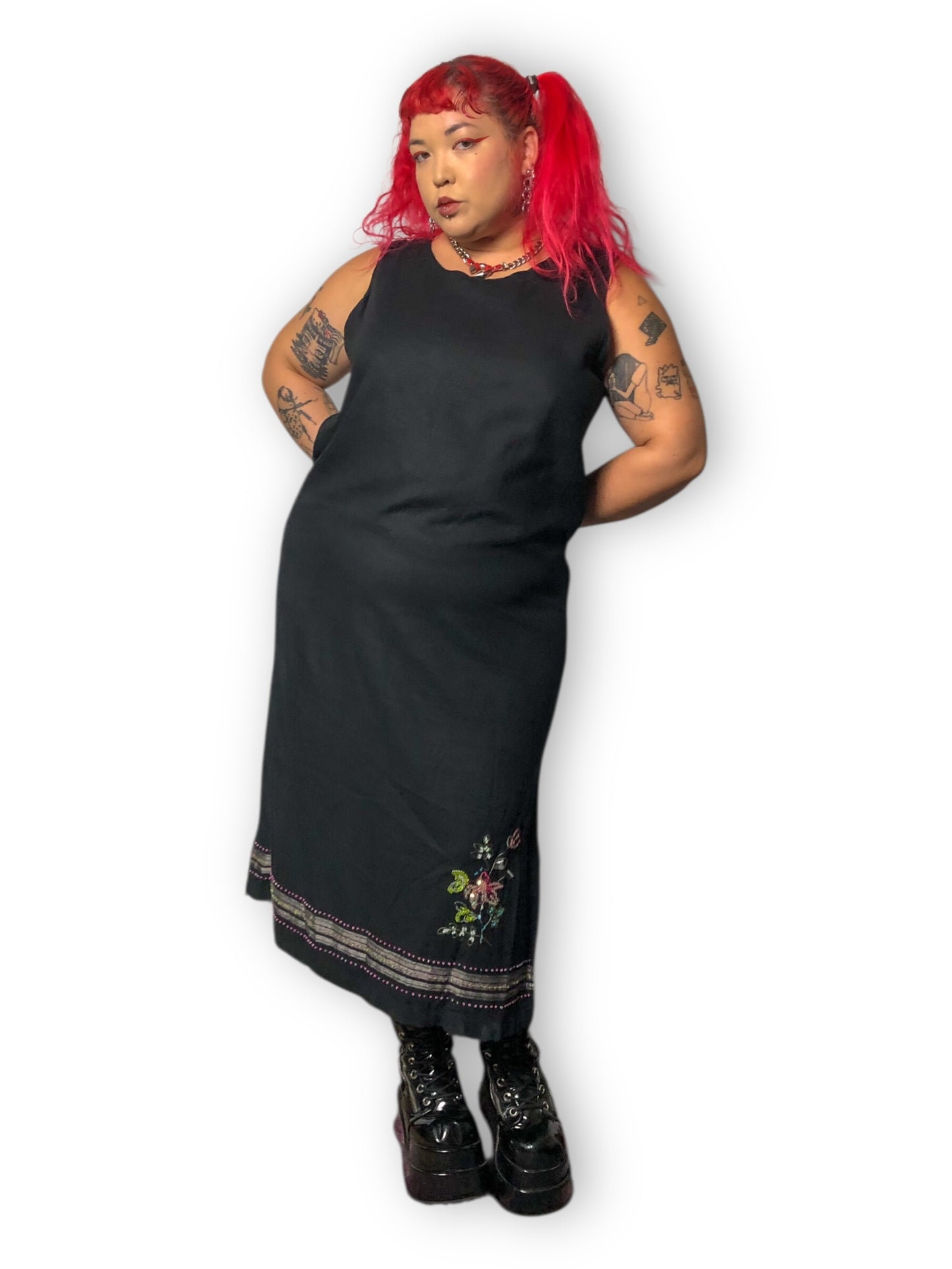 90’s/Y2K Jane Ashley Black Shift Dress (XL/2X)