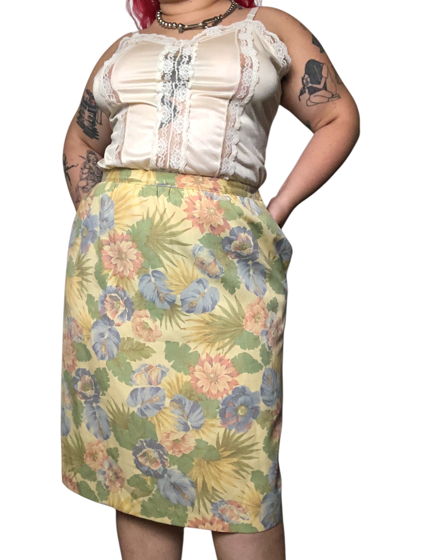 80’s Alfred Dunner Pastel Floral Print Skirt (2X)