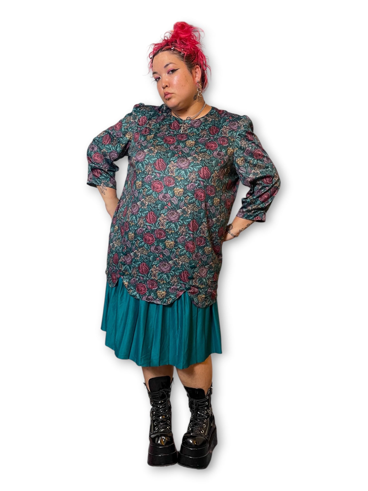 80’s Retro Floral Layered Dress (3X)