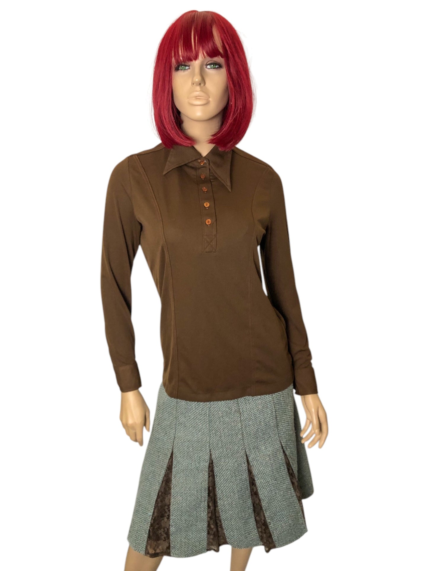 60’s Tarni Brown Retro Shirt (M)