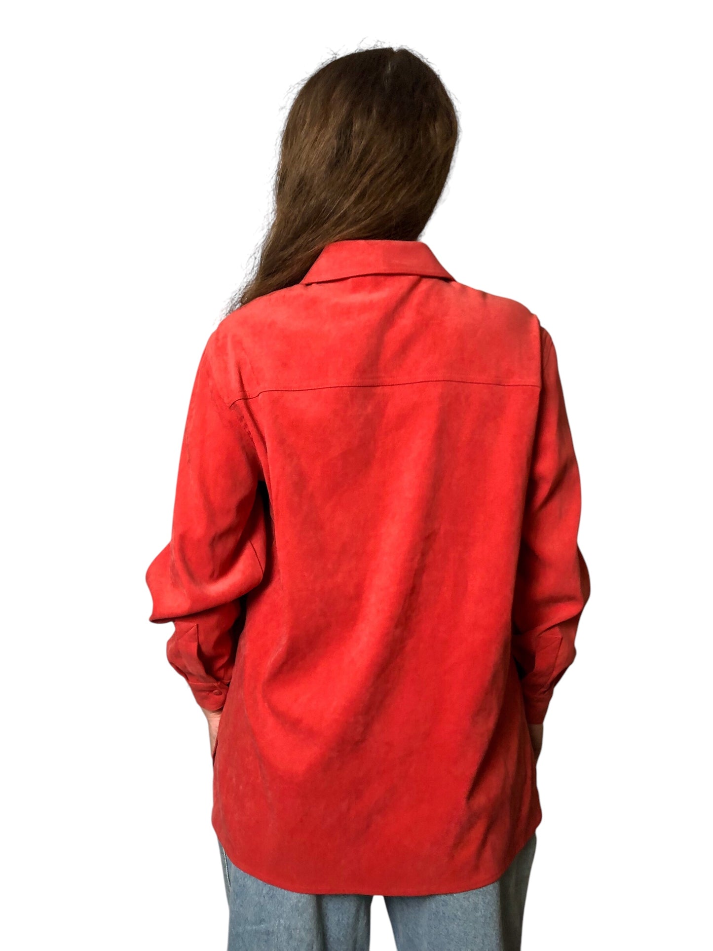 90’s Charter Club Blush Red Faux Suede Shirt (M/L)