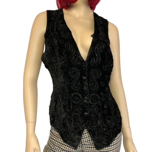 80’s Contempo Casuals Black Velvet Vest (L)