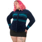 90’s/Y2K Navy Blue Striped Chenille Knit Cardigan Sweater (L)