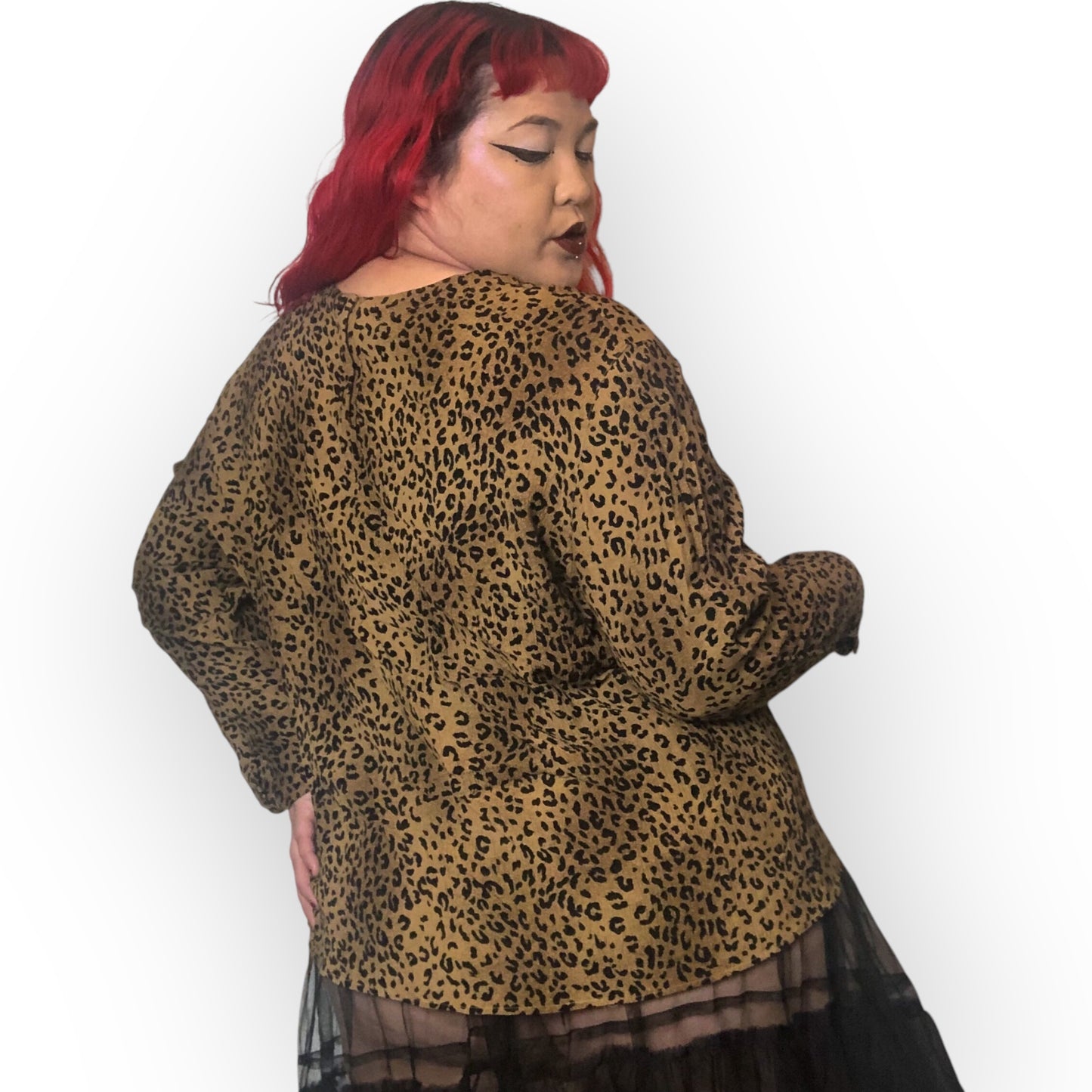 90’s Jones New York Leopard Print Long Sleeve Shirt (3X)