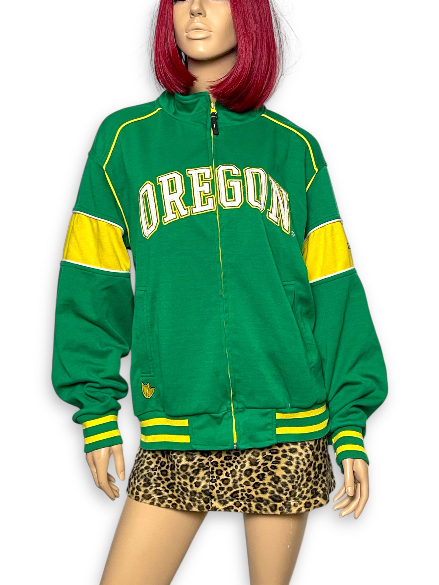 90’s/Y2K Oregon Ducks Green Zip-Up Jacket (L)