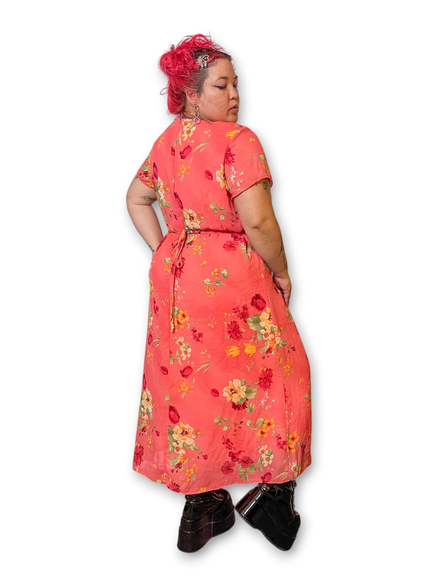 Y2K Floral Pink Maxi Dress (2X)