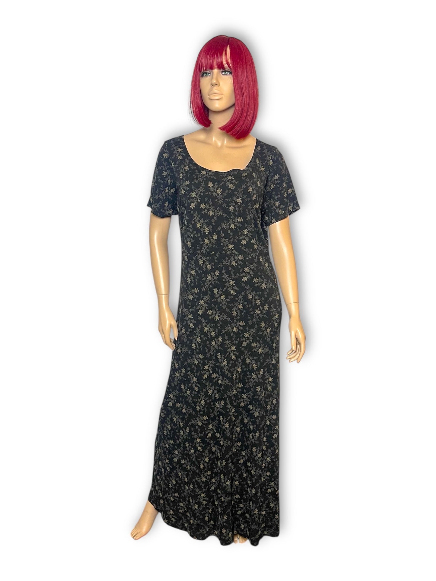 90’s Eddie Bauer Black Floral Maxi Dress (L)