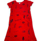 Y2K Red Boho Print Midi Dress (L)