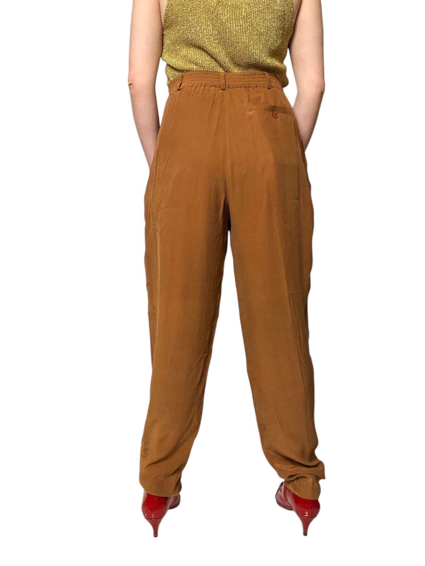 90’s Silk Club Copper Brown Pleated Pants (L)