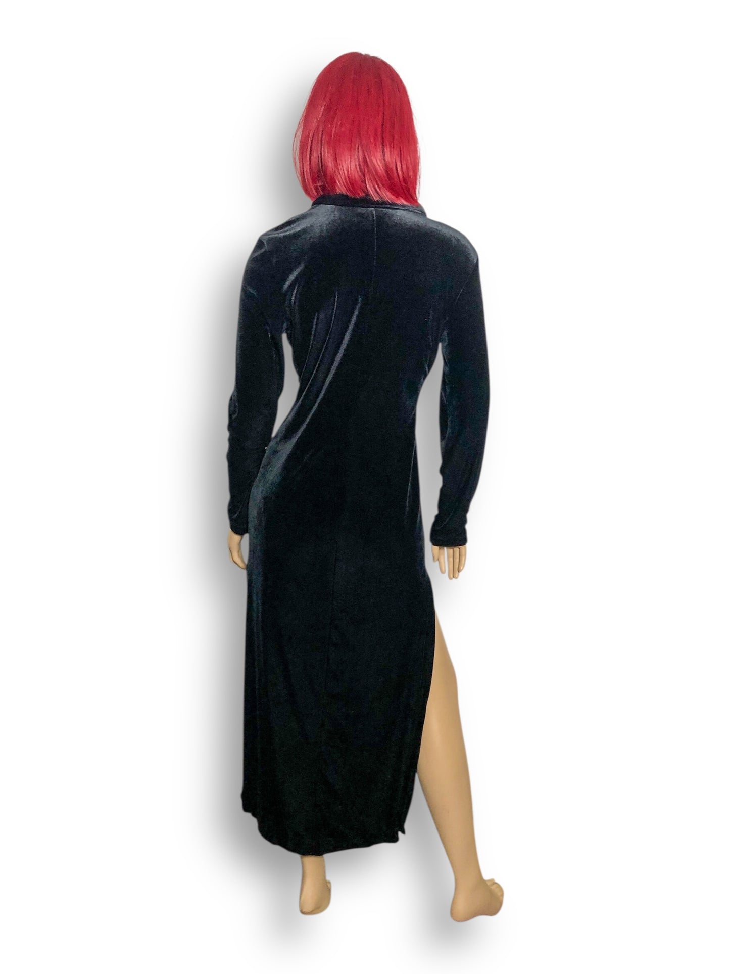 Y2K Be Smart Black Velvet Duster Cardigan (M)