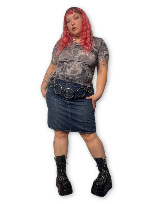 Y2K/Modern Dark Wash Denim Skirt (1X)