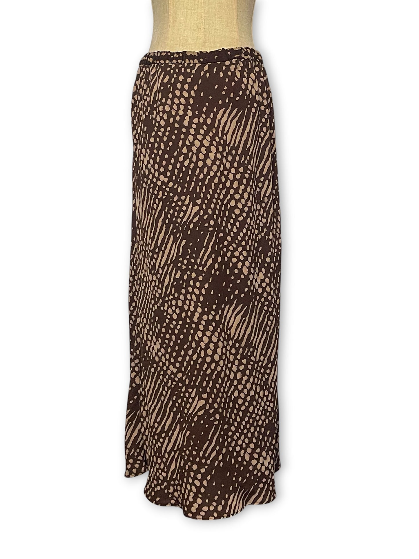 90’s/Y2K Brown Patterned Midi Skirt (L/XL)