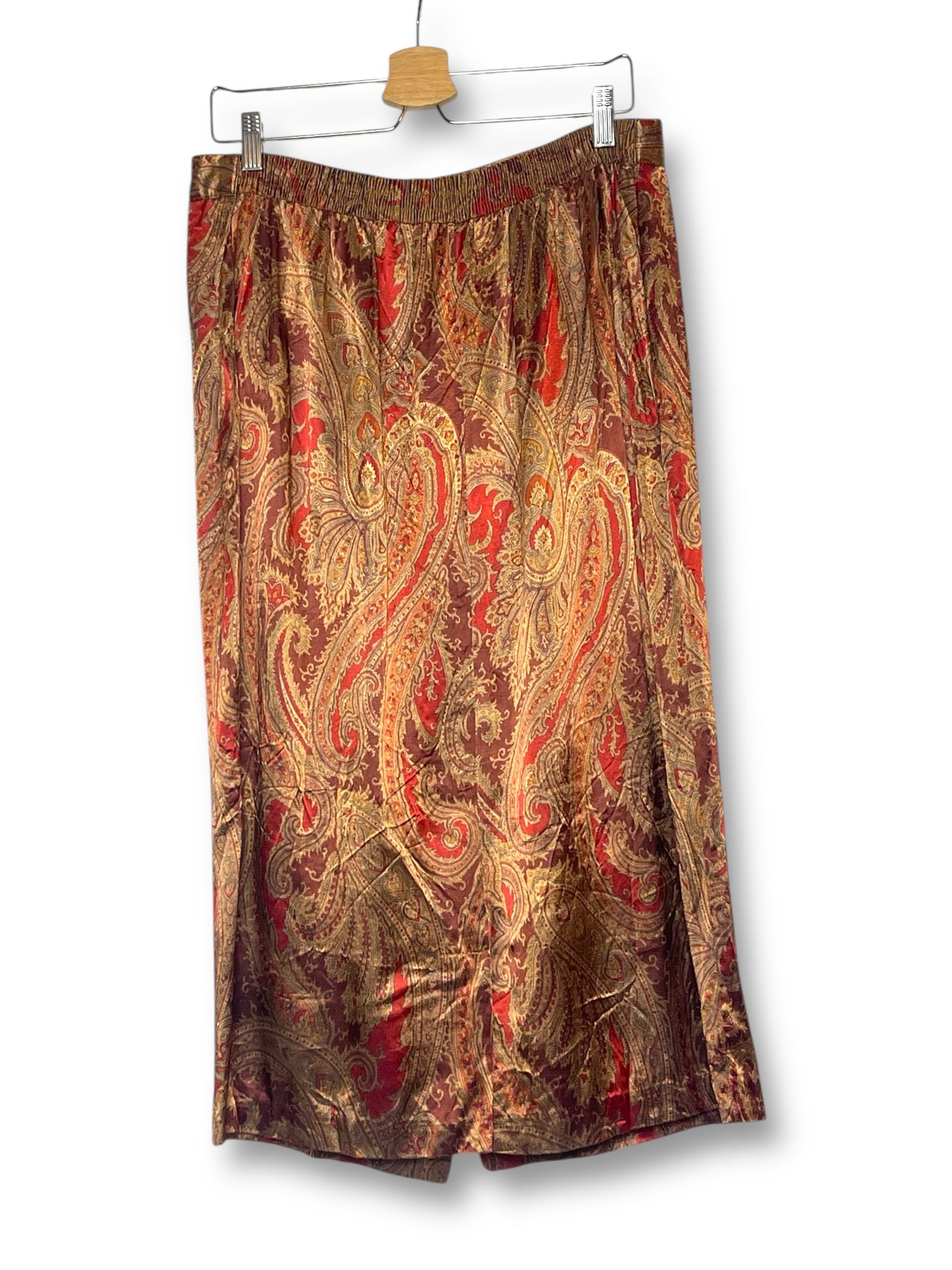 80’s Diana Marco Paisley Print Satin Midi Skirt (XL/1X)