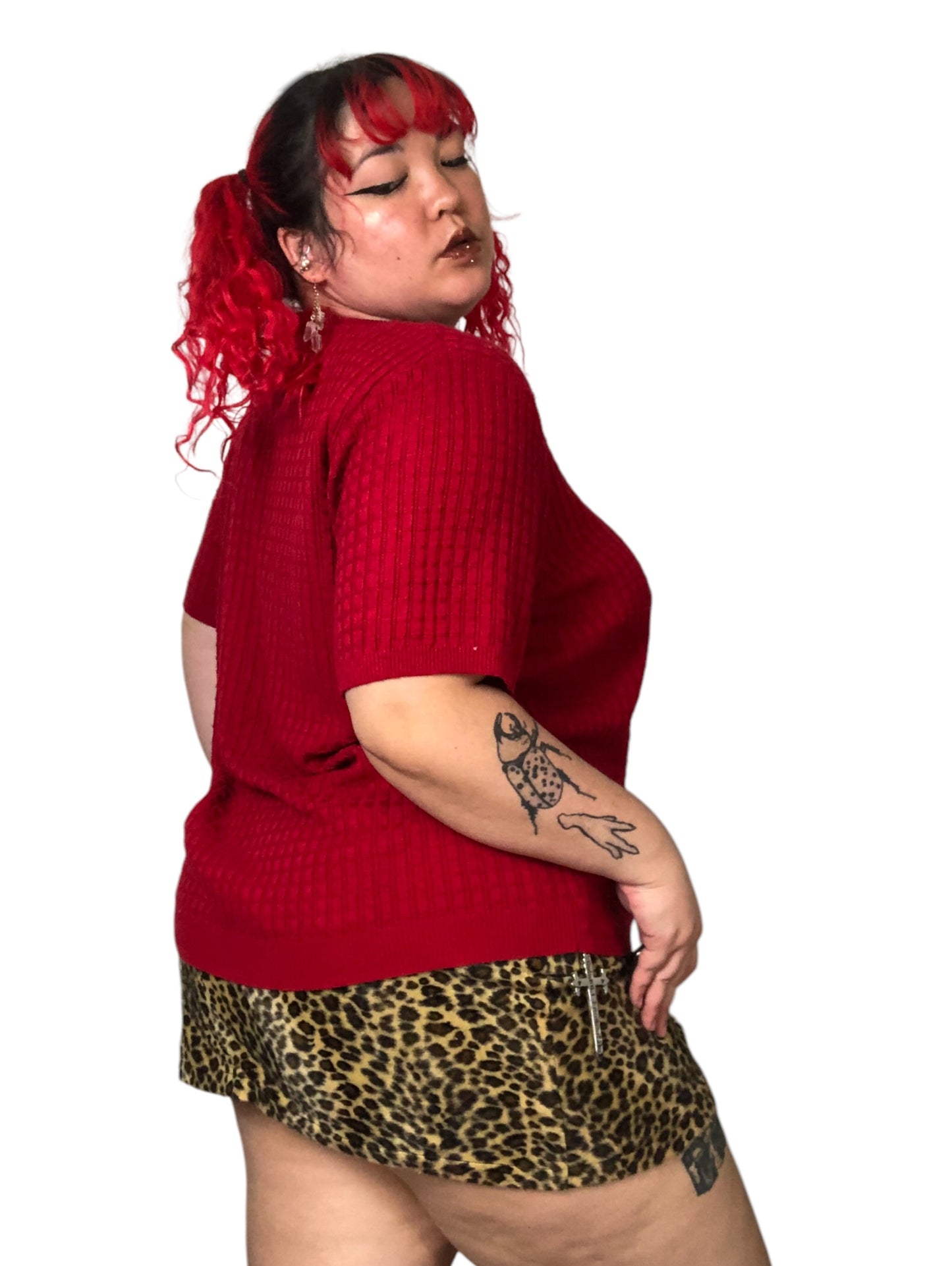 Y2K Alfred Dunner Red Knit Shirt (2X)