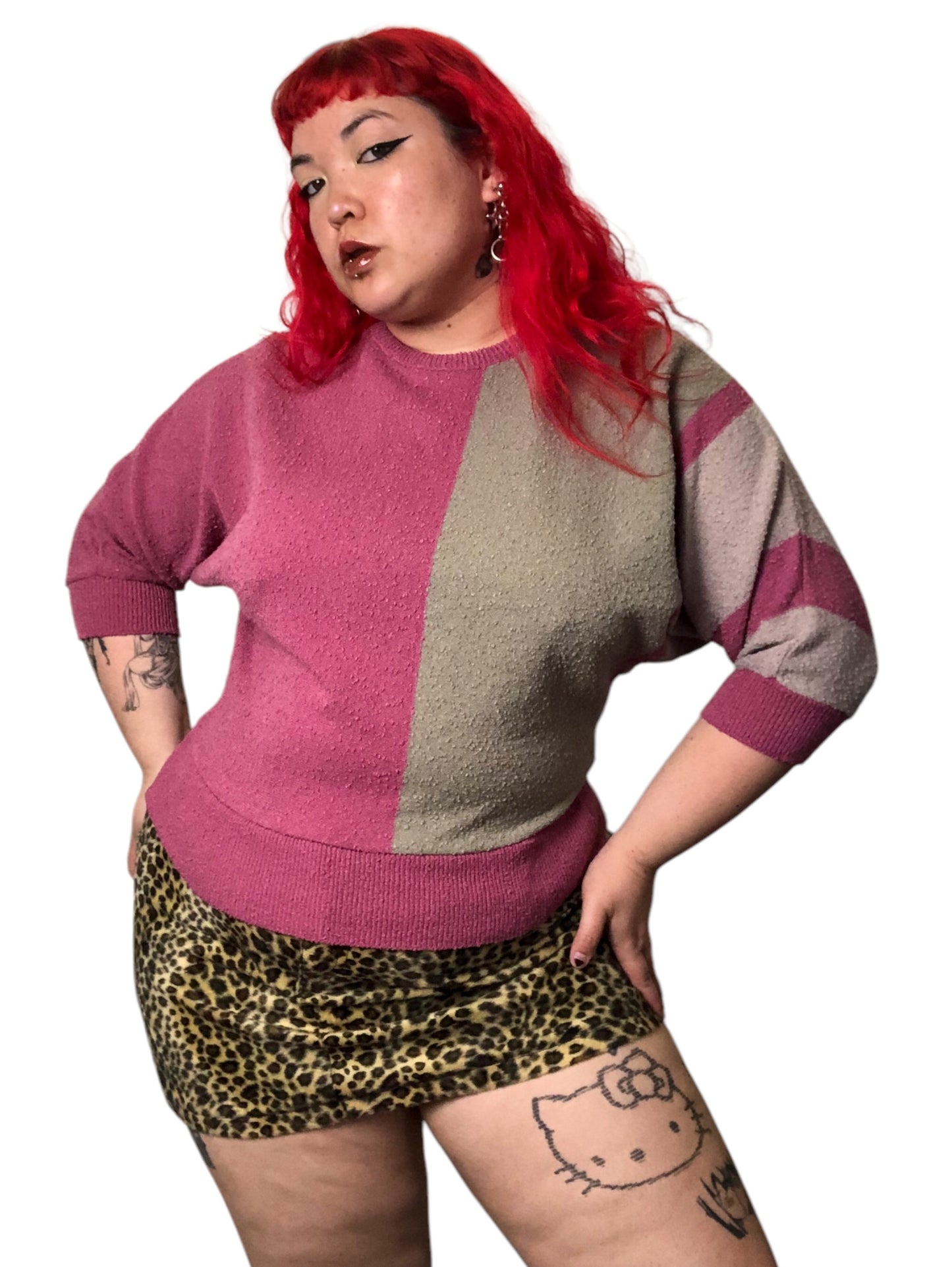 80’s/90’s Rejoice! Pink Striped Sweater (L/XL/2X)