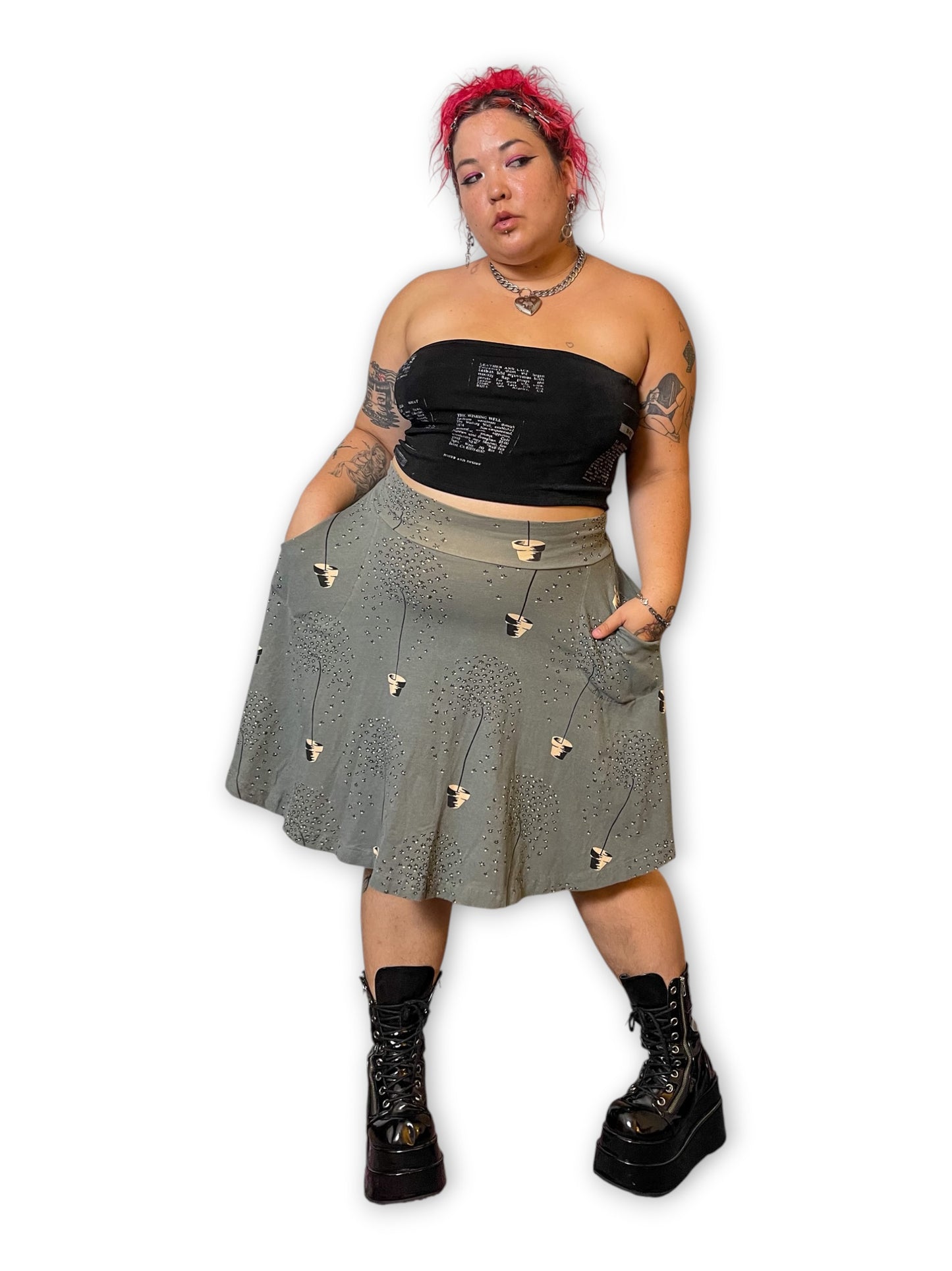 Y2K/Modern Twee Print A-Line Skirt (XL/1X/2X)
