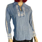 70’s Lady Manhattan Blue Long Sleeve Blouse (M/L)