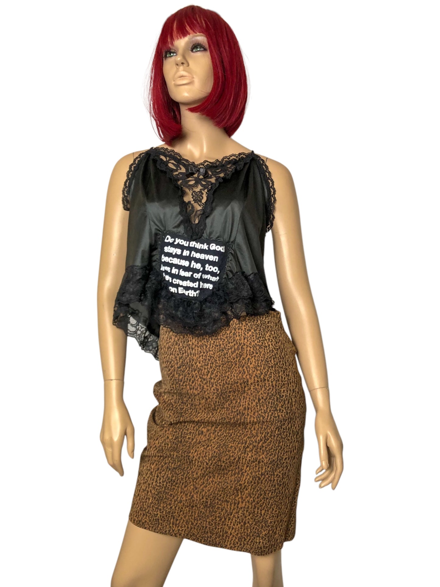 80’s/90’s Leopard Print Leather Skirt (S/M)
