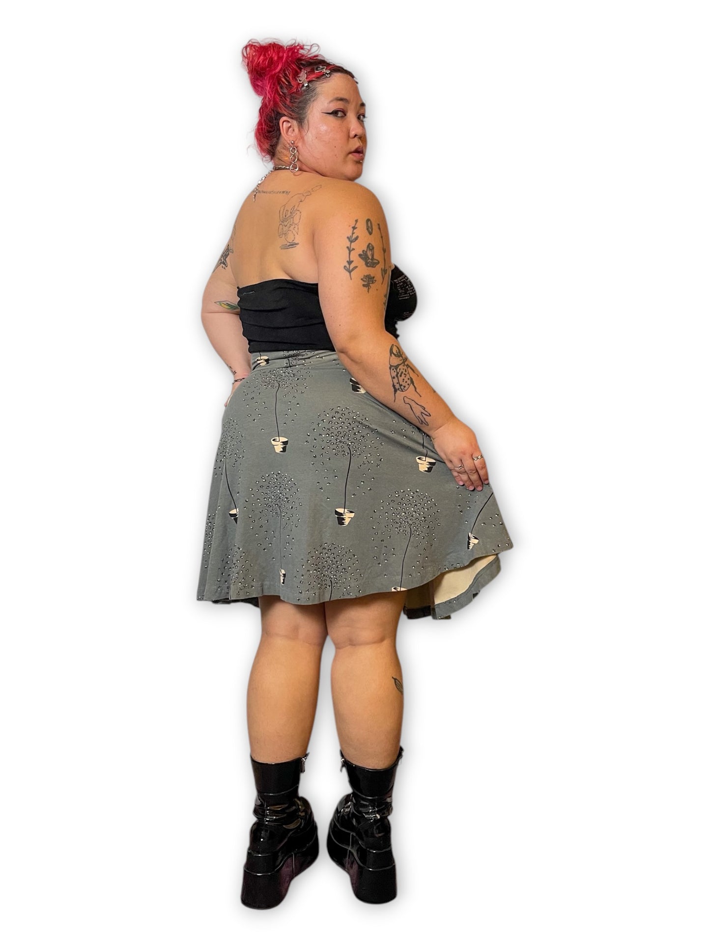 Y2K/Modern Twee Print A-Line Skirt (XL/1X/2X)