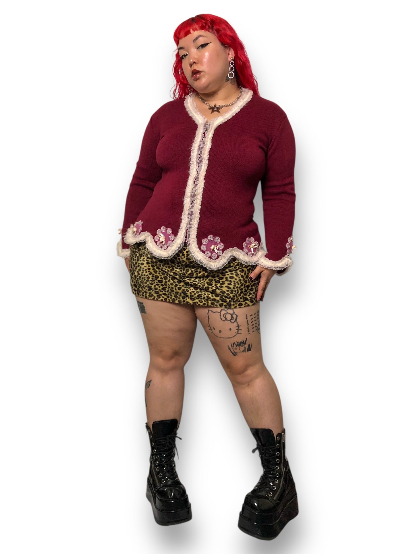90’s Storybook Knits Burgundy Knit Cardigan Sweater (M/L)