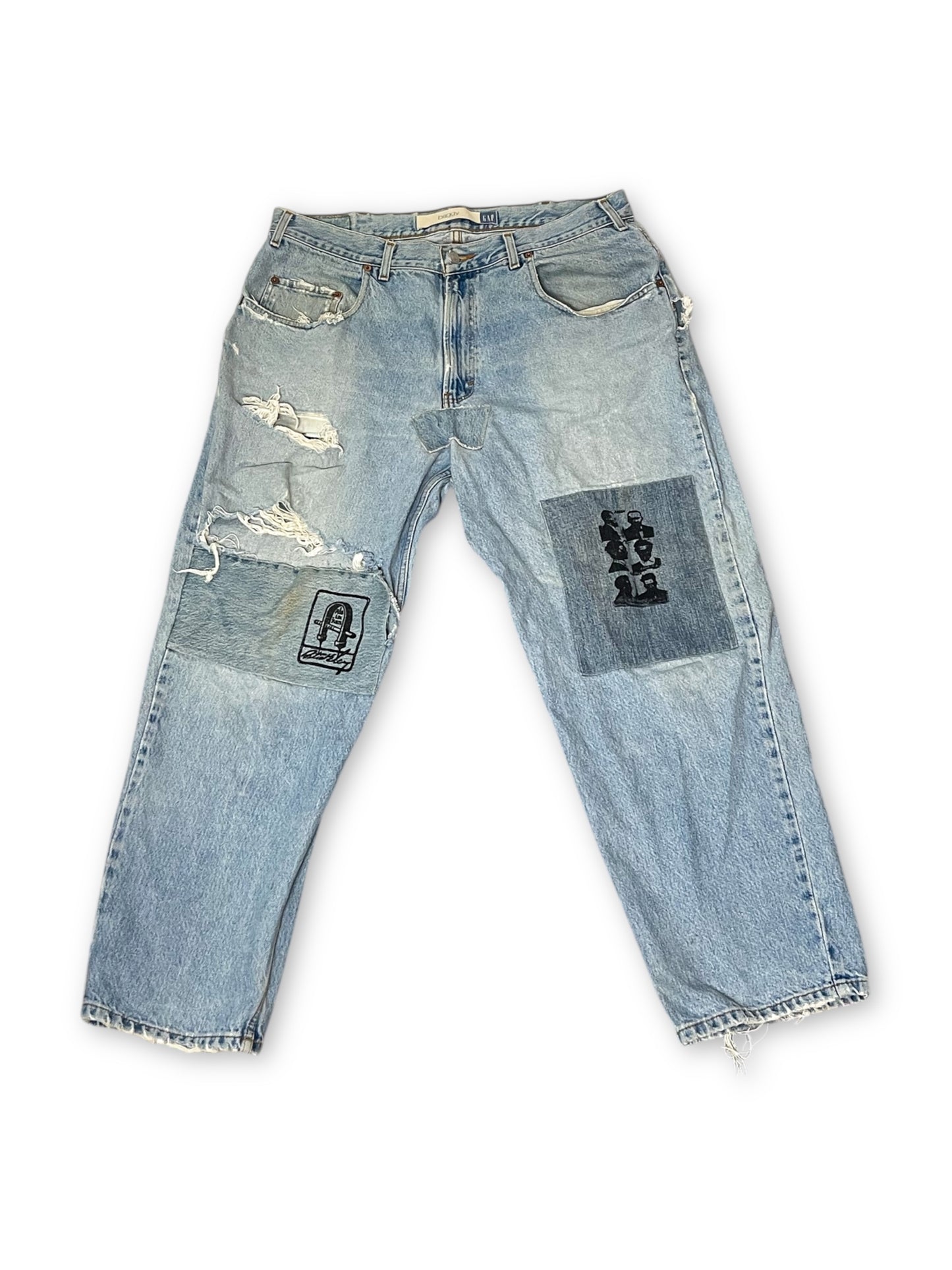Upcycled Light Wash Denim Jeans (1X)