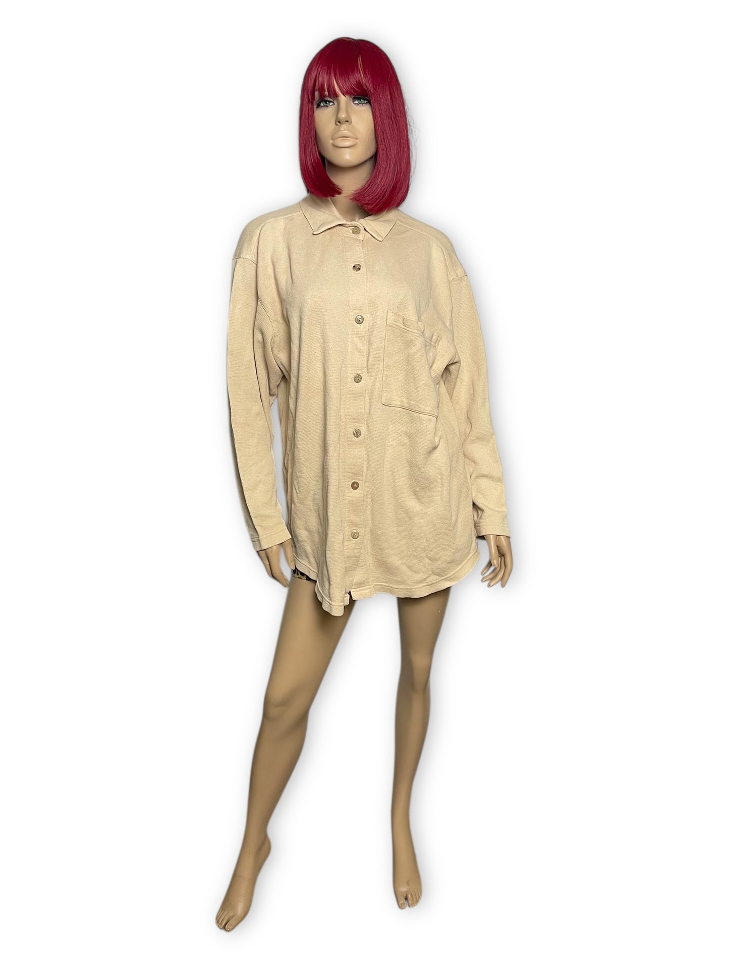 80’s/90’s Russ Berens Cream Knit Button Down Shirt (L)