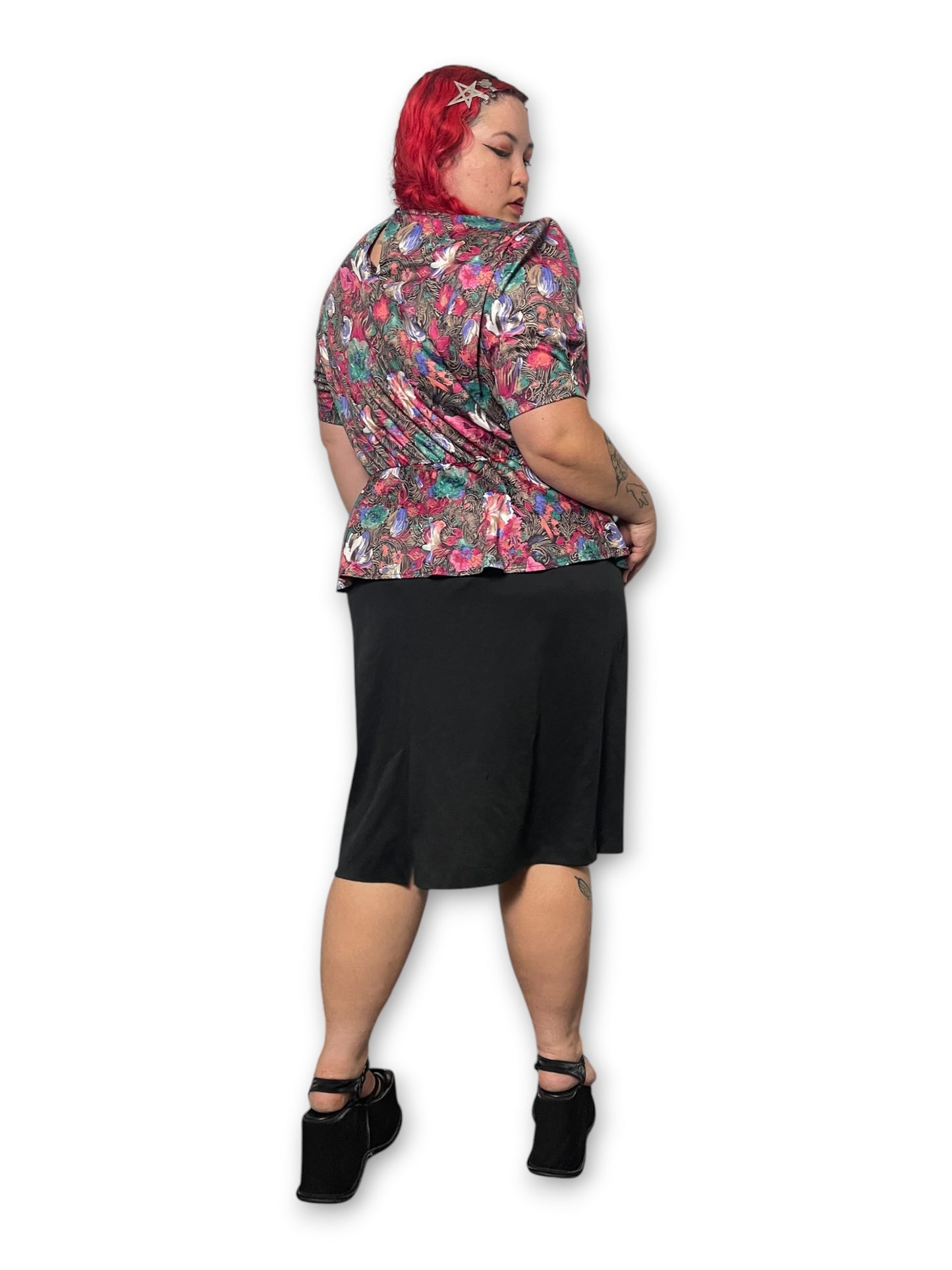 80’s Retro Peplum Dress (1X)