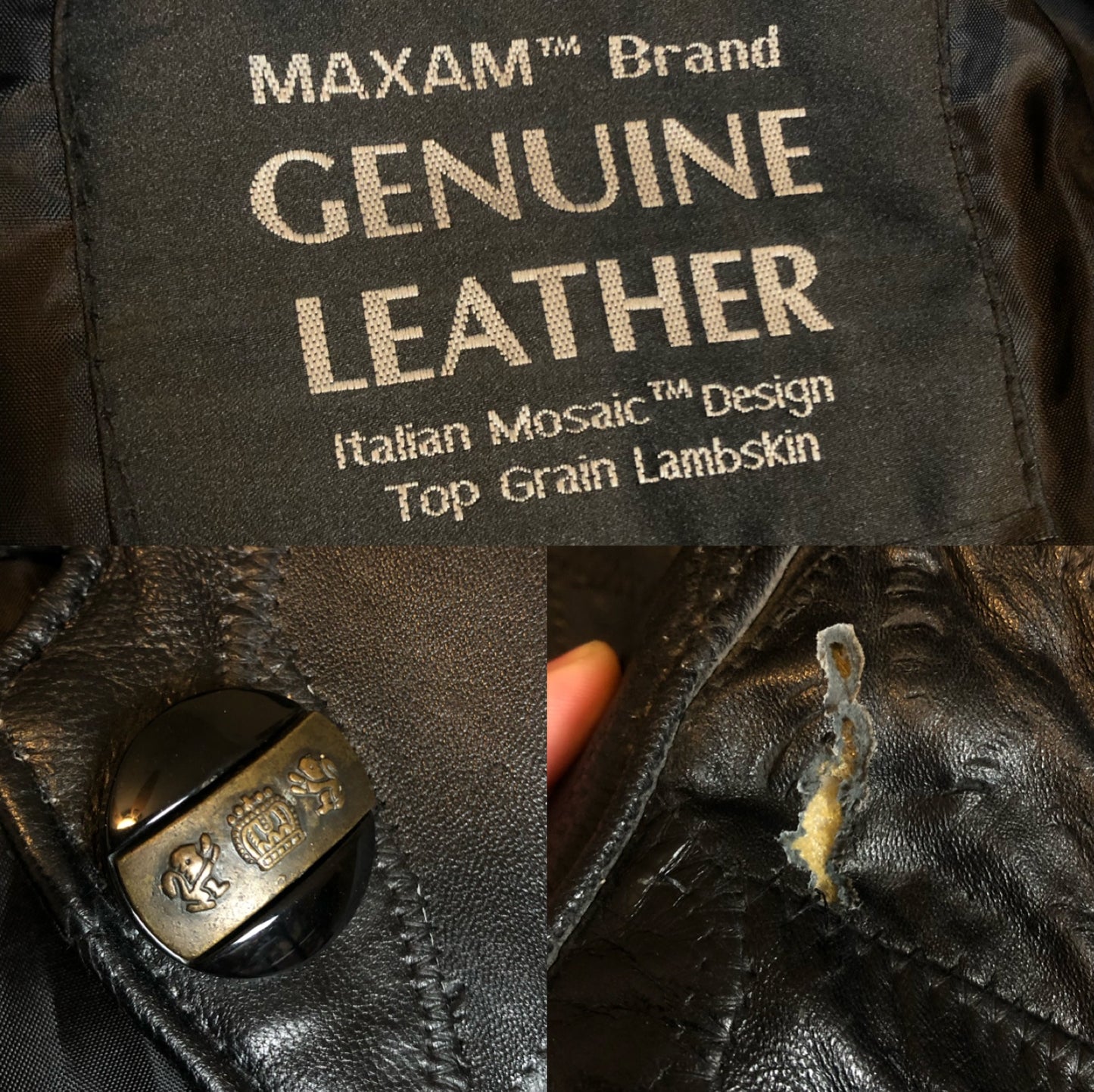 90’s Maxam Black Mosaic Patchwork Leather Jacket (XL)