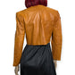 80’s Sybil Tan Faux Leather Cropped Jacket (S)