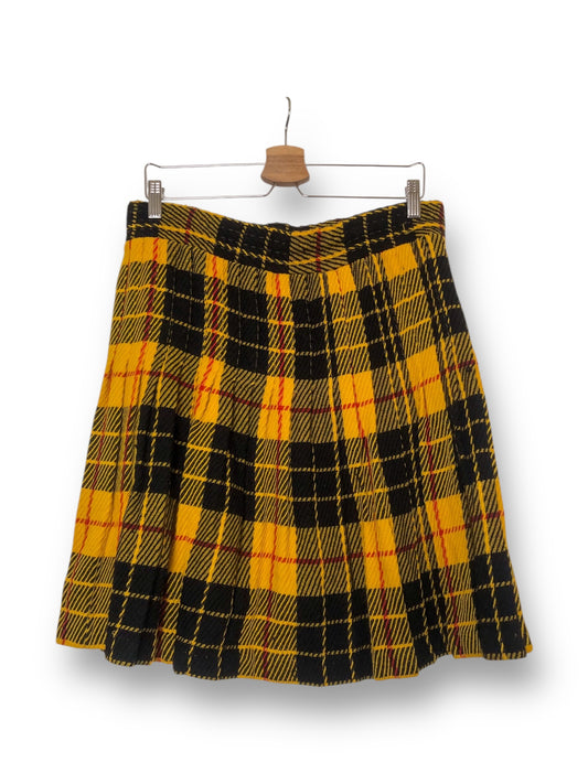 90’s Carole Little Yellow Tartan Plaid Pleated Skirt (L/XL)