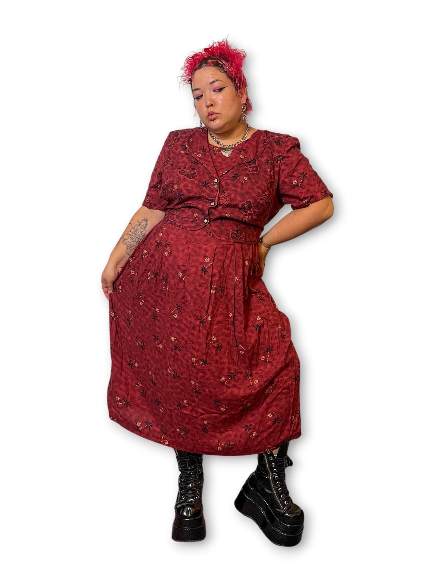 Y2K Animal Print Boho Maxi Dress (3X)