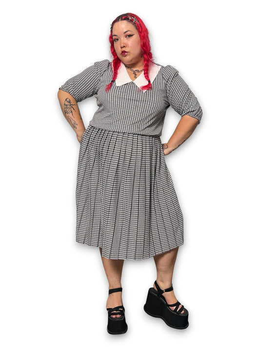 80’s Retro Houndstooth Dress (1X)
